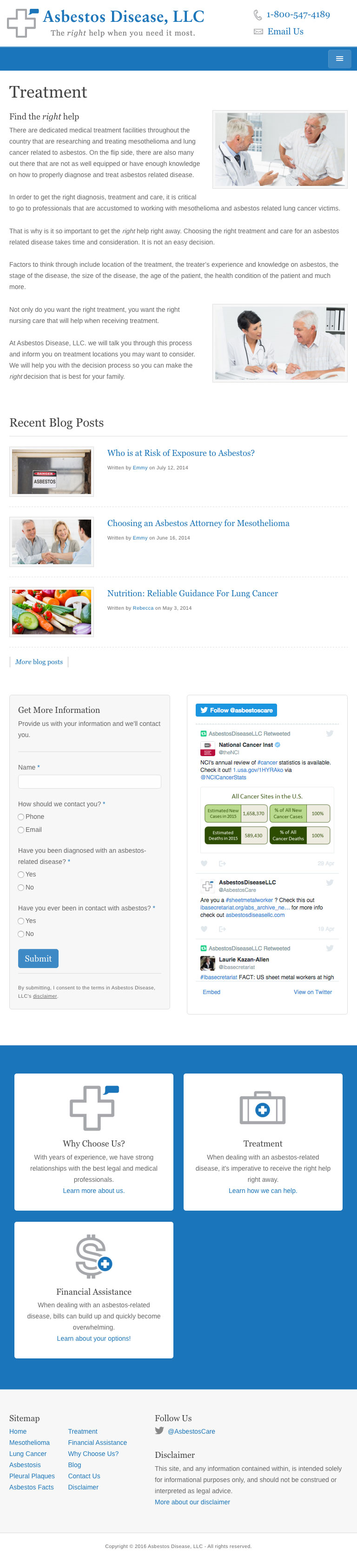 Asbestos Disease, LLC - Treatment Page - iPad View