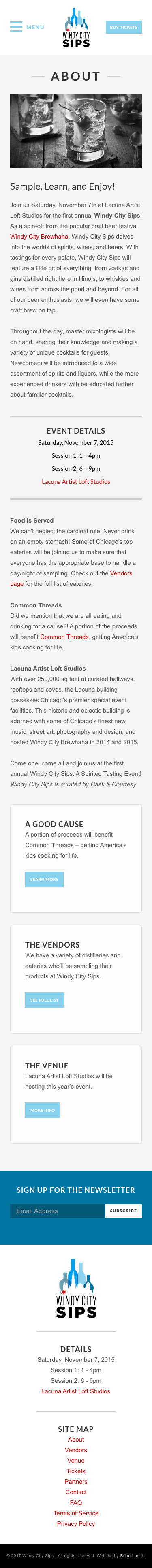 Windy City Sips - About Page - iPhone View