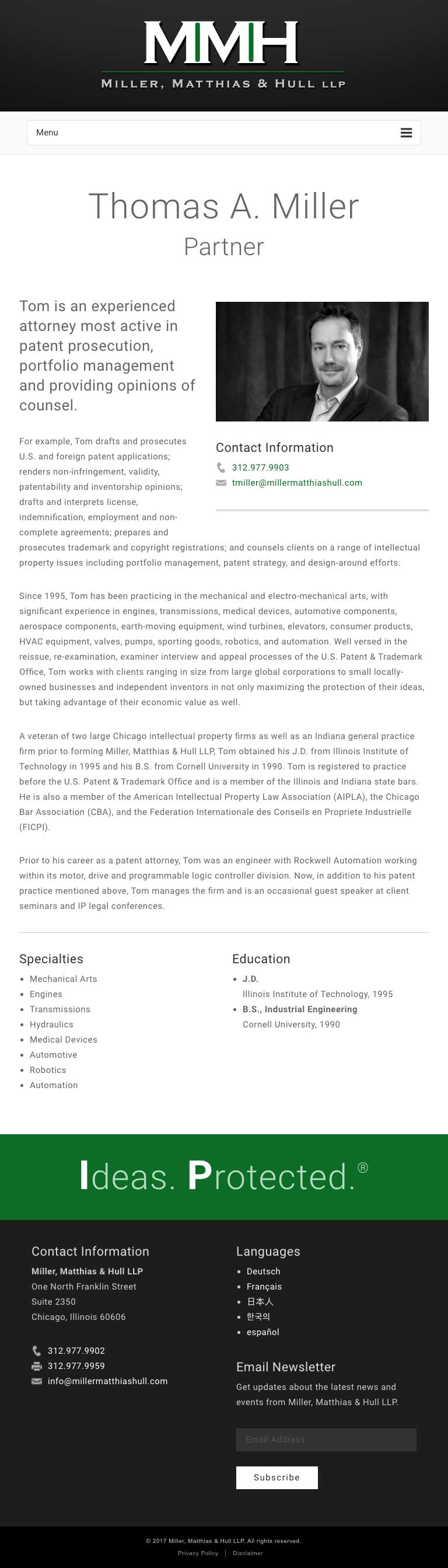 Miller Matthias & Hull - Profile Page - iPad View