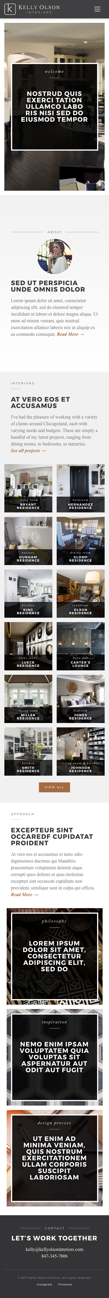 Kelly Olson Interiors - Homepage - iPhone View