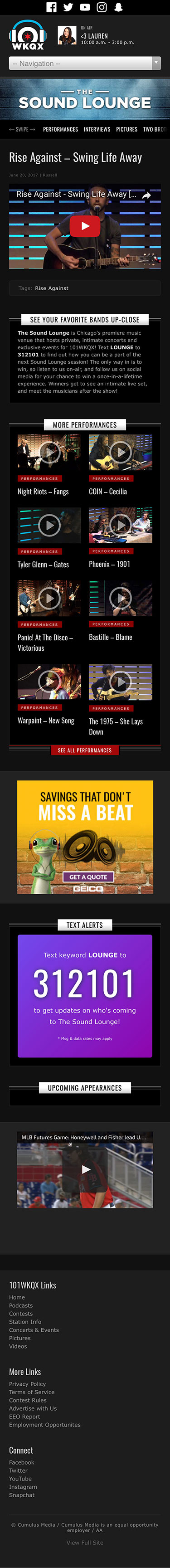 The Sound Lounge - Rise Against Performance - iPhone View