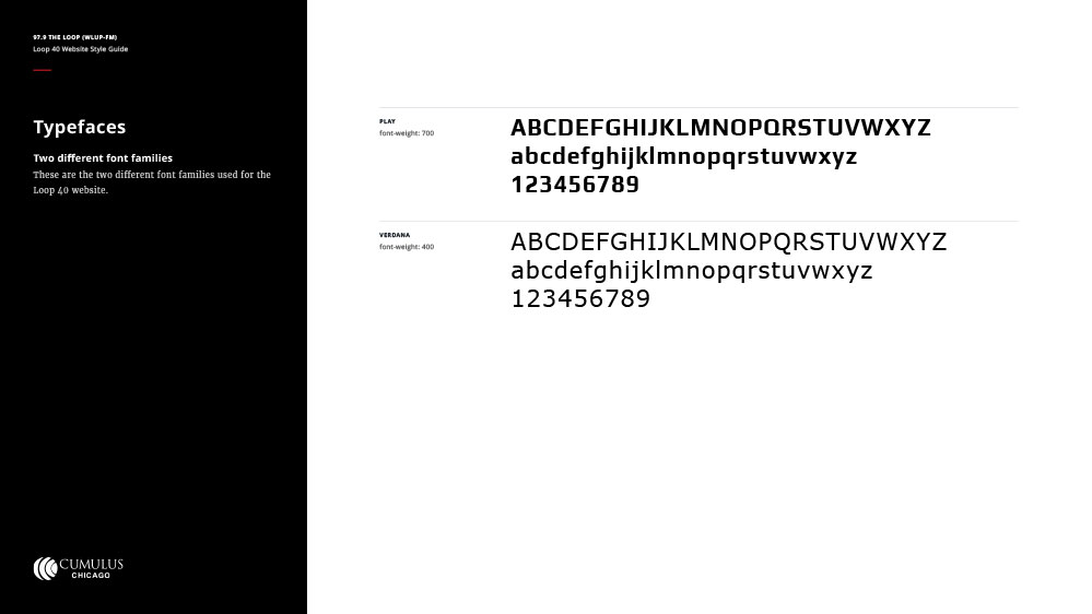 Loop 40 - Web Style Guide - Typefaces