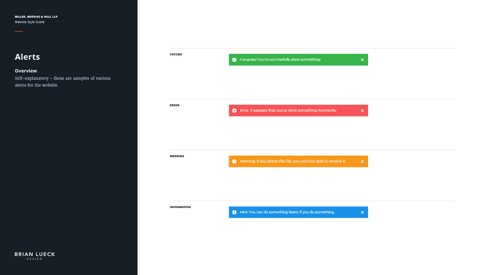 Miller, Matthias & Hull - Website Style Guide - Alerts